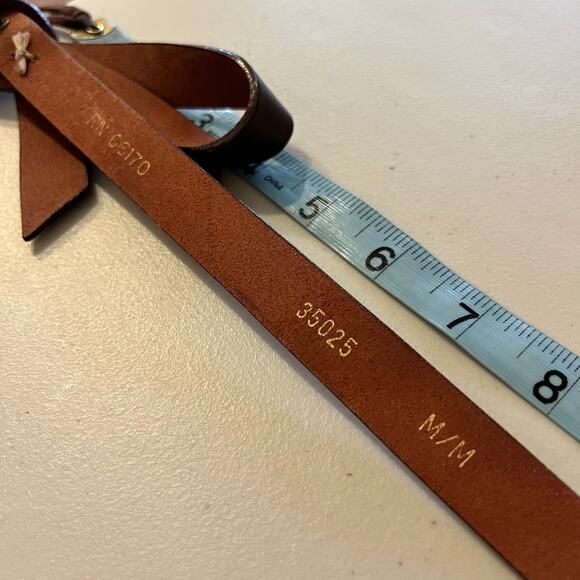 Burgundy Brown Genuine Leather Made in Canada Bow Wrap Belt Size Medium